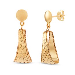 Italia D'Oro Oval Drop Dangle Earrings 14K Yellow Gold