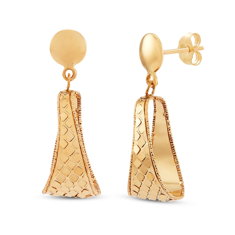 Italia D'Oro Oval Drop Dangle Earrings 14K Yellow Gold