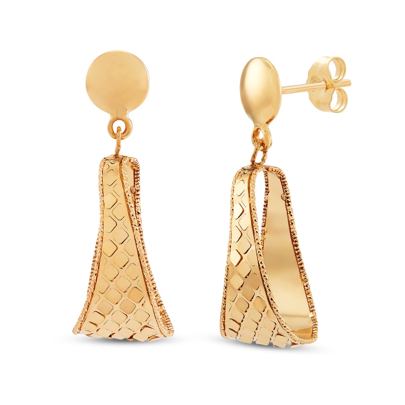 Main Image 1 of Italia D'Oro Oval Drop Dangle Earrings 14K Yellow Gold