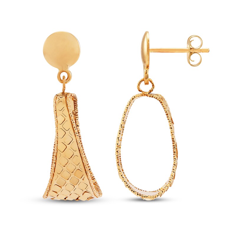 Main Image 2 of Italia D'Oro Oval Drop Dangle Earrings 14K Yellow Gold