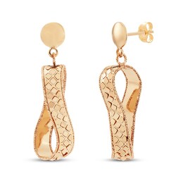 Italia D'Oro Curved Drop Earrings 14K Yellow Gold