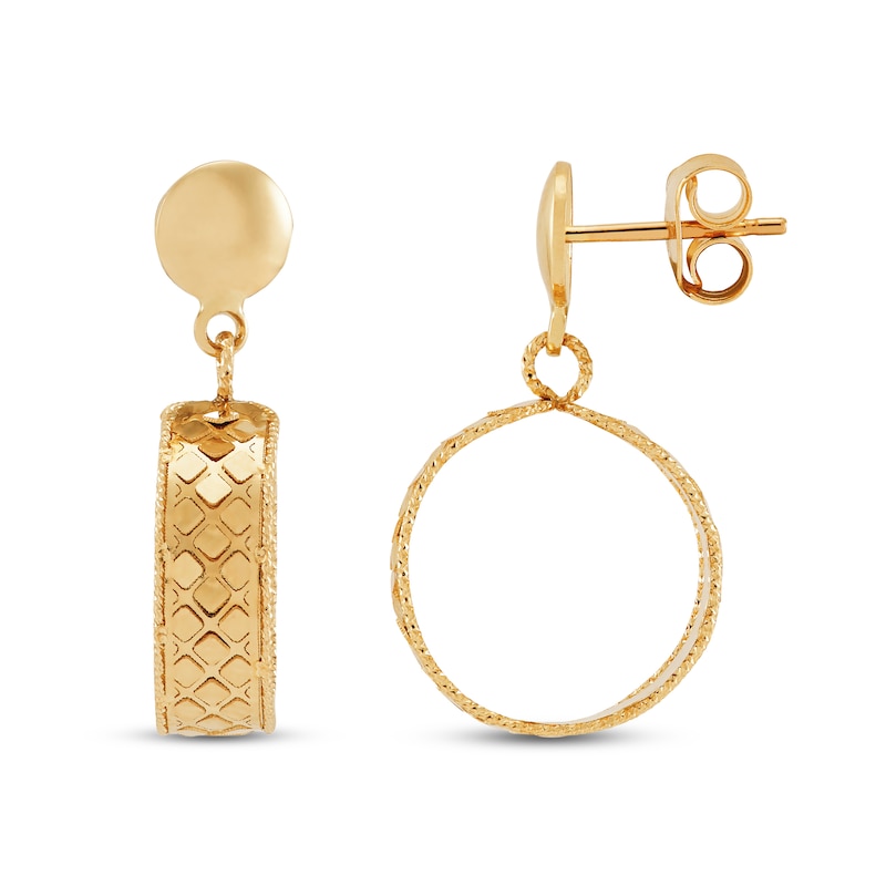 Main Image 2 of Italia D'Oro Hoop Drop Earrings 14K Yellow Gold