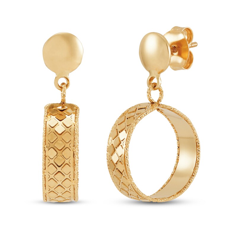Main Image 3 of Italia D'Oro Hoop Drop Earrings 14K Yellow Gold