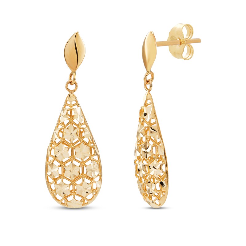 Italia D'Oro Teardrop Dangle Earrings 14K Yellow Gold