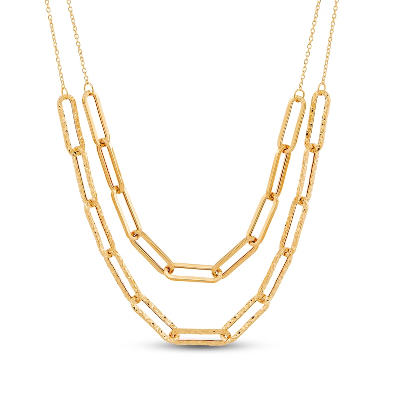 Italia D'Oro Double Paperclip Necklace 14K Yellow Gold 18"