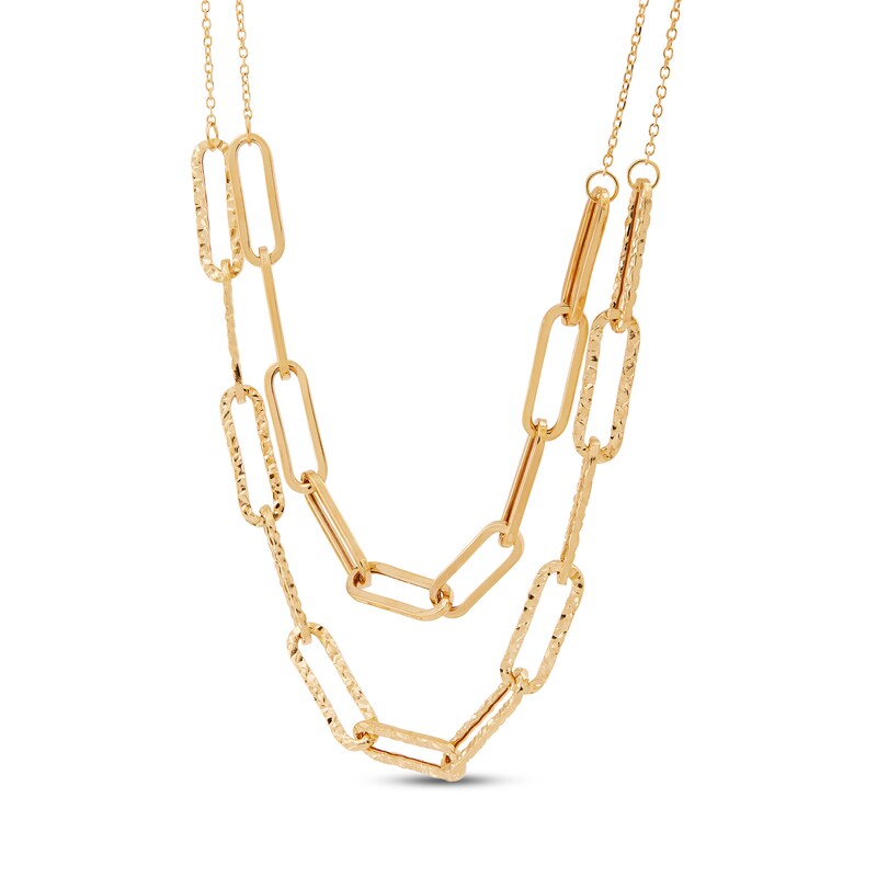 Main Image 2 of Italia D'Oro Double Paperclip Necklace 14K Yellow Gold 18"