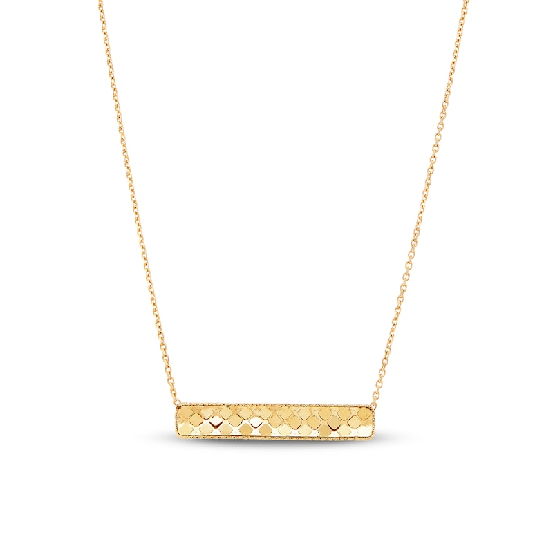 Italia D'Oro Small Bar Chain Necklace 14K Yellow Gold 18"