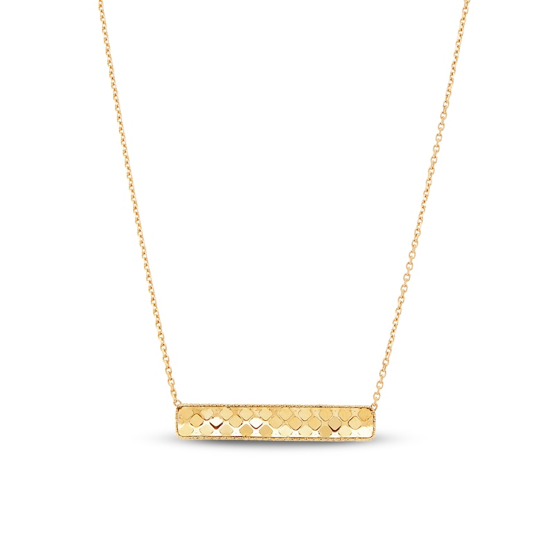 Main Image 1 of Italia D'Oro Small Bar Chain Necklace 14K Yellow Gold 18"