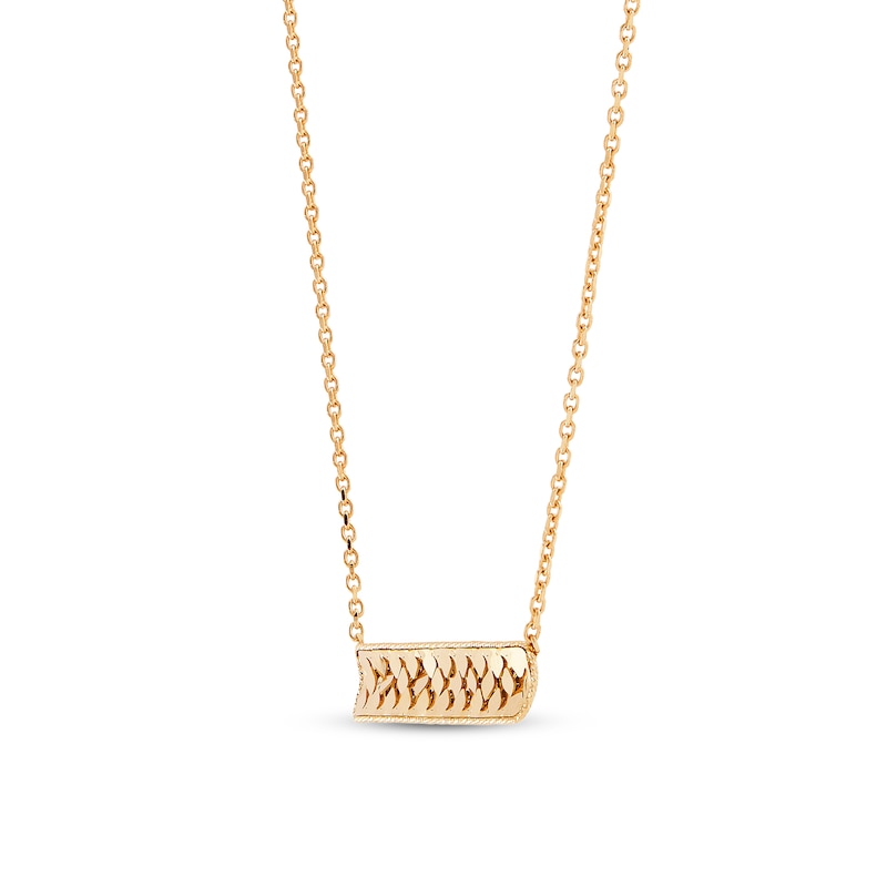 Main Image 2 of Italia D'Oro Small Bar Chain Necklace 14K Yellow Gold 18"