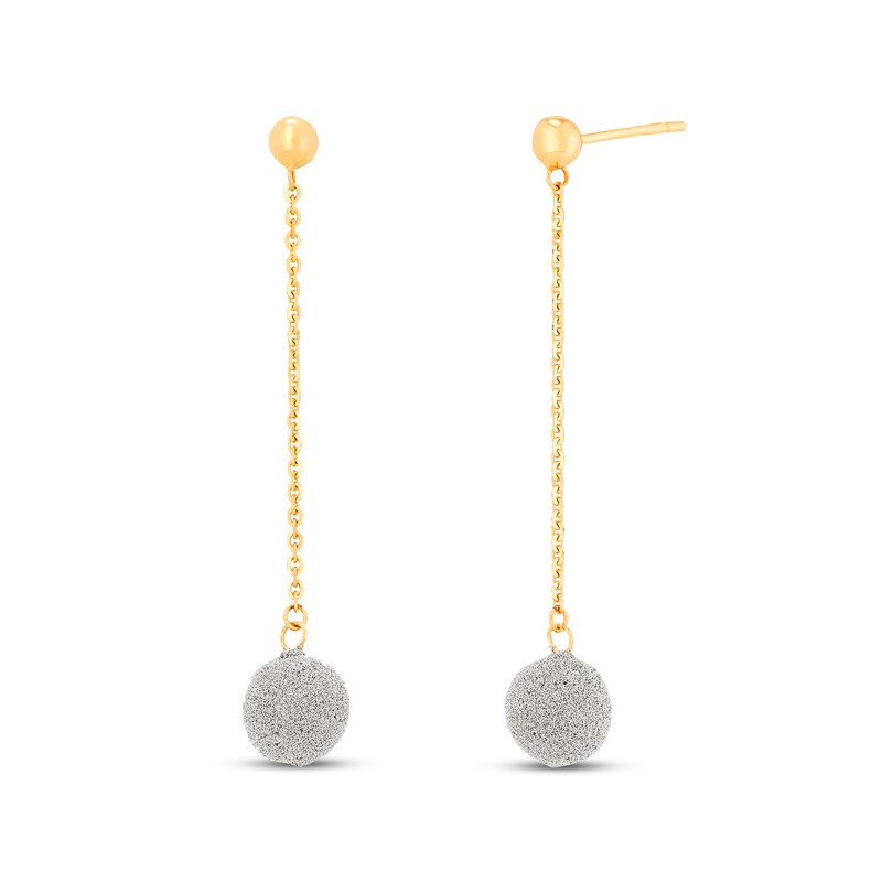Main Image 1 of Cultured Freshwater Pearl Glitter Dangle Earrings 14K Yellow Gold