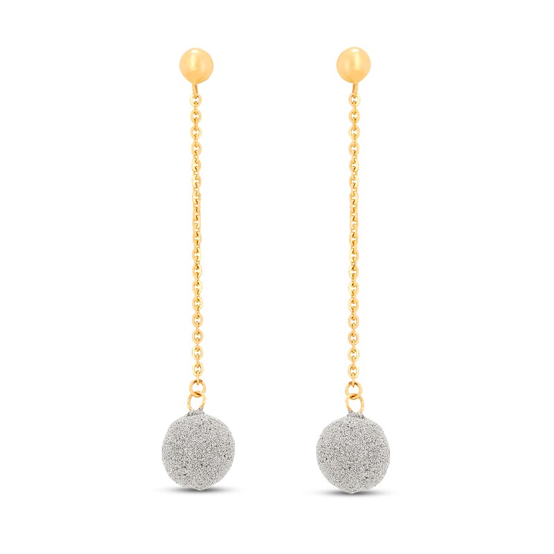 Main Image 2 of Cultured Freshwater Pearl Glitter Dangle Earrings 14K Yellow Gold