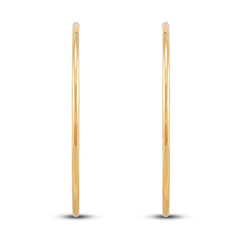 Main Image 3 of Round Tube Hoop Bridge Earrings 10K Yellow Gold