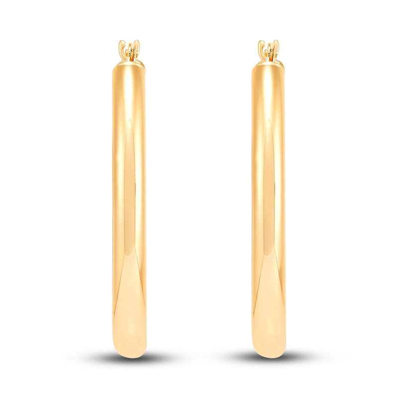 Main Image 3 of Oval Tube Hoop Earrings 10K Yellow Gold