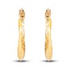 Thumbnail Image 3 of Diamond-Cut Round Tube Hoop Earrings 10K Yellow Gold