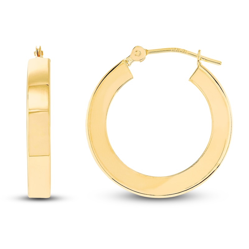 Main Image 1 of Square Tube Hoop Earrings 14K Yellow Gold 20mm