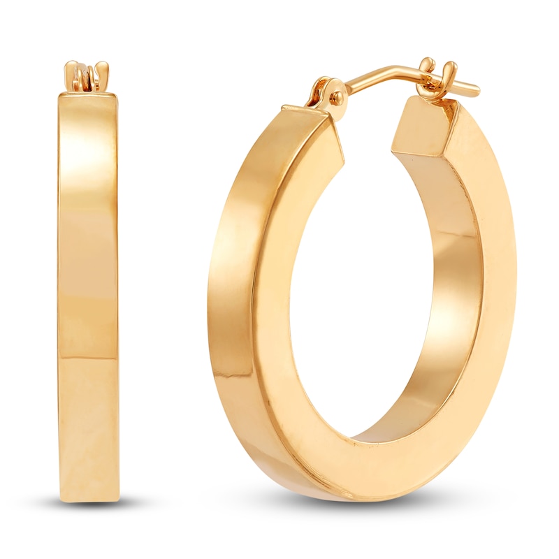 Main Image 2 of Square Tube Hoop Earrings 14K Yellow Gold 20mm