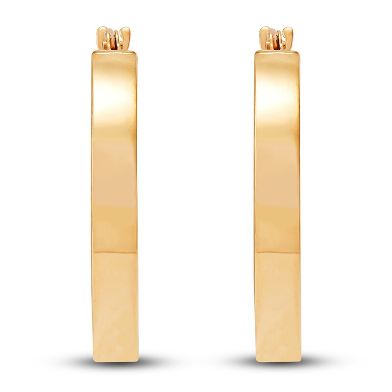Main Image 3 of Square Tube Hoop Earrings 14K Yellow Gold 20mm