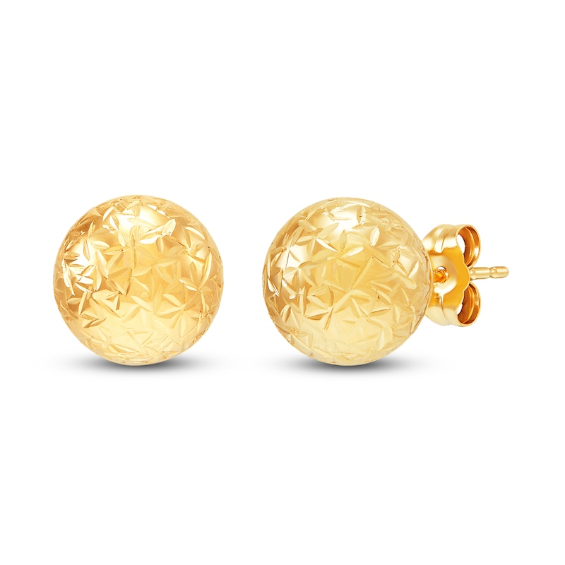 Main Image 1 of Diamond-Cut Ball Stud Earrings 14K Yellow Gold