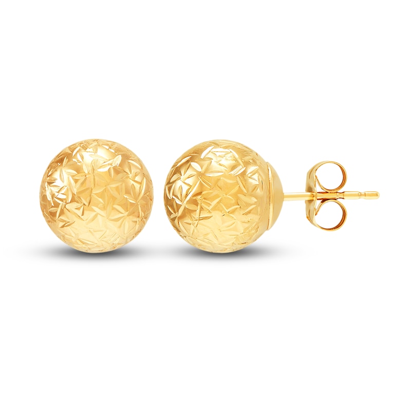Main Image 2 of Diamond-Cut Ball Stud Earrings 14K Yellow Gold