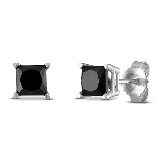 1/4 Cttw. Jewel Tie Solid 10k White Gold Round Black Diamond Square Cluster Screwback Earrings 