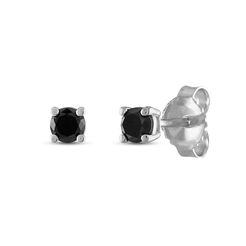 Main Image 1 of Black Diamond Stud Earrings 1/4 ct tw Round 10K White Gold