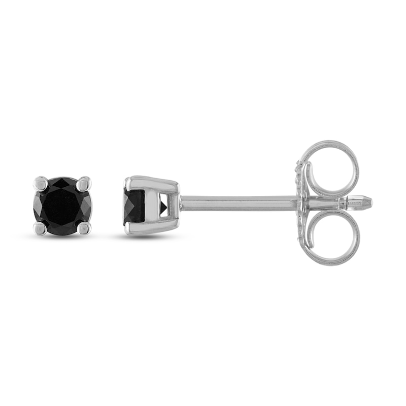 Main Image 2 of Black Diamond Stud Earrings 1/4 ct tw Round 10K White Gold