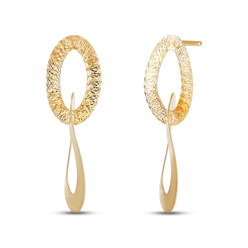 Italia D'Oro Oval Link Drop Earrings 14K Yellow Gold