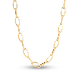 Italia D'Oro Elongated Oval Link Chain Necklace 14K Yellow Gold 20"