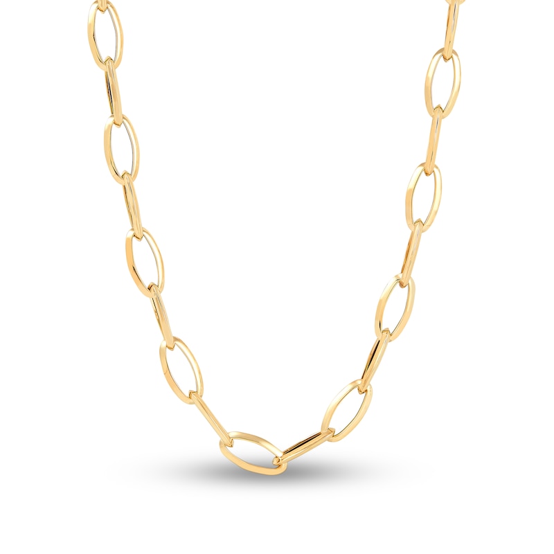Main Image 1 of Italia D'Oro Elongated Oval Link Chain Necklace 14K Yellow Gold 20"