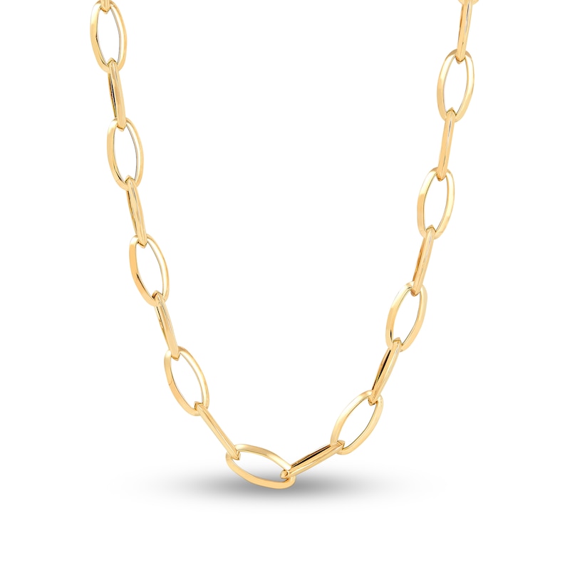 italia D'oro Elongated Oval Link Necklace 14K Yellow Gold 20