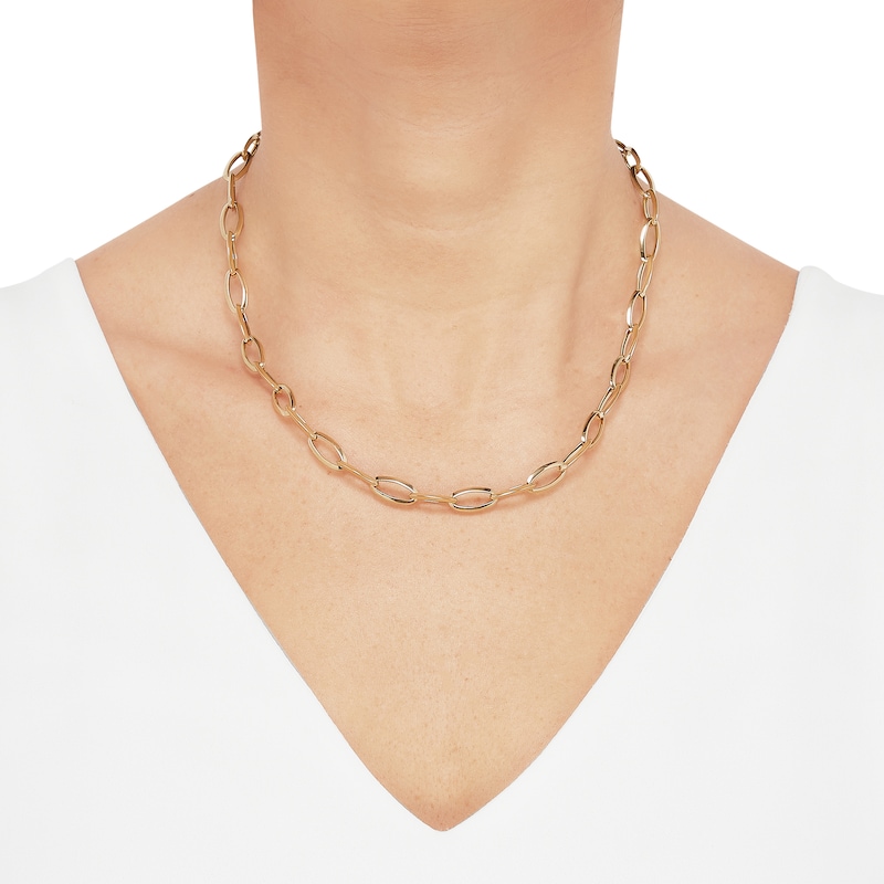 Main Image 2 of Italia D'Oro Elongated Oval Link Chain Necklace 14K Yellow Gold 20"