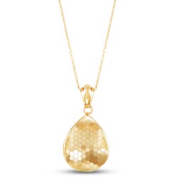 Italia D'Oro Honeycomb Pendant Necklace 14K Yellow Gold