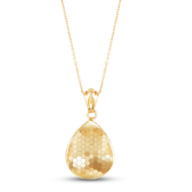 Italia D'Oro Honeycomb Pendant Necklace 14K Yellow Gold
