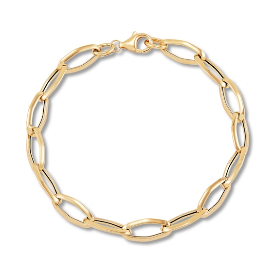 Italia D'Oro Elongated Link Bracelet 14K Yellow Gold 7.5"