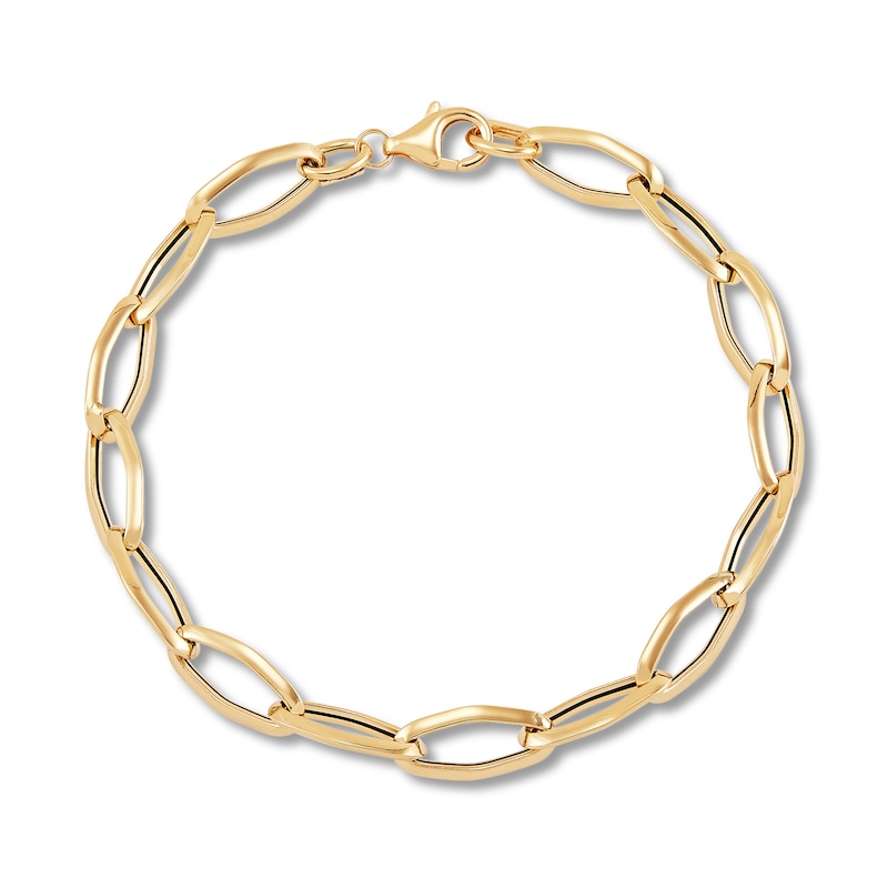 Main Image 1 of Italia D'Oro Elongated Link Bracelet 14K Yellow Gold 7.5"