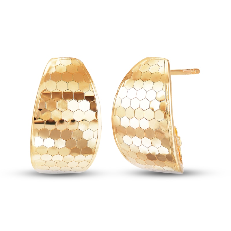 Italia D'Oro Honeycomb Stud Earrings 14K Yellow Gold