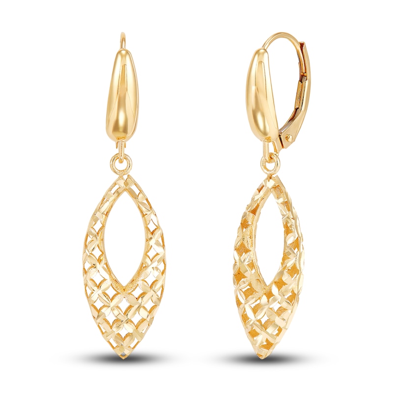 Italia D'Oro Open Marquise Dangle Earrings 14K Yellow Gold
