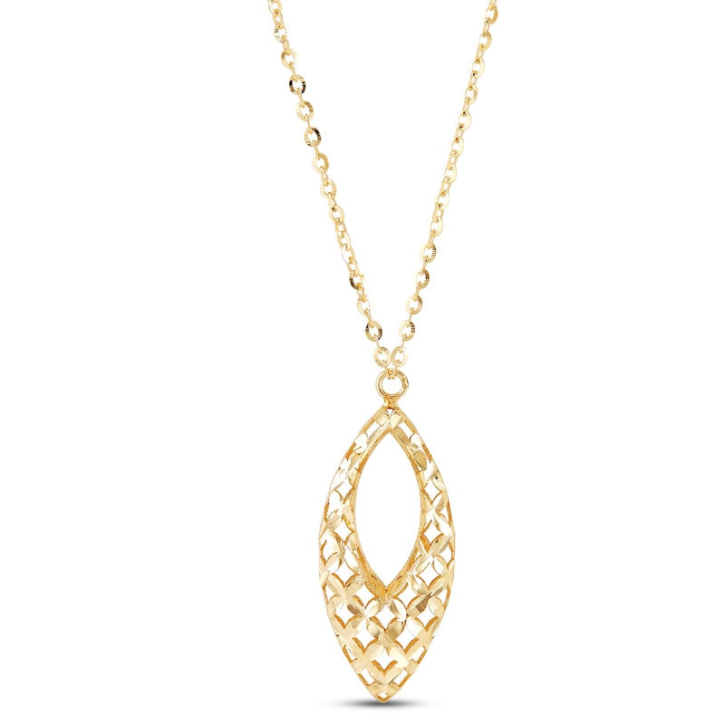 Italia D'Oro Marquise Pendant Necklace 14K Yellow Gold