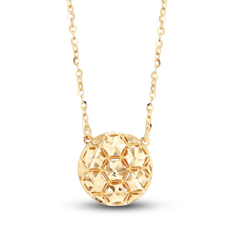 Italia D'Oro Round Bead Pendant Necklace 14K Yellow Gold 16"