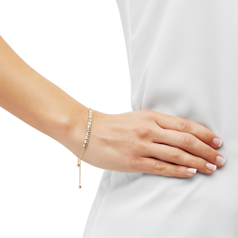 Main Image 2 of Italia D'Oro Diamond-Cut Bolo Bracelet 14K Yellow Gold