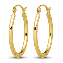 Hollow Oval Hoop Earrings 10K Yellow Gold