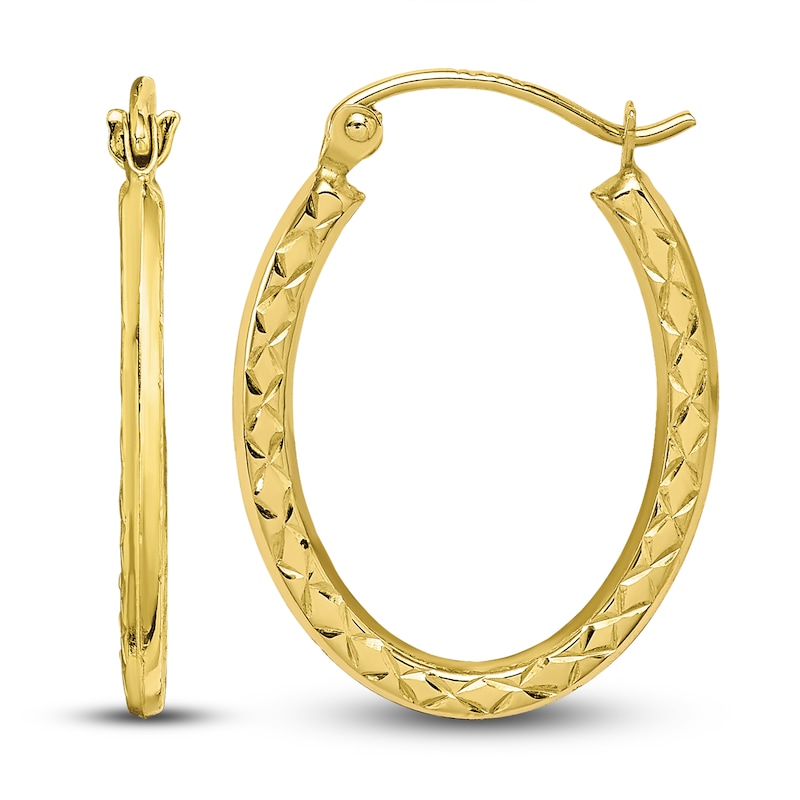 Main Image 2 of Hollow Oval Hoop Earrings 10K Yellow Gold