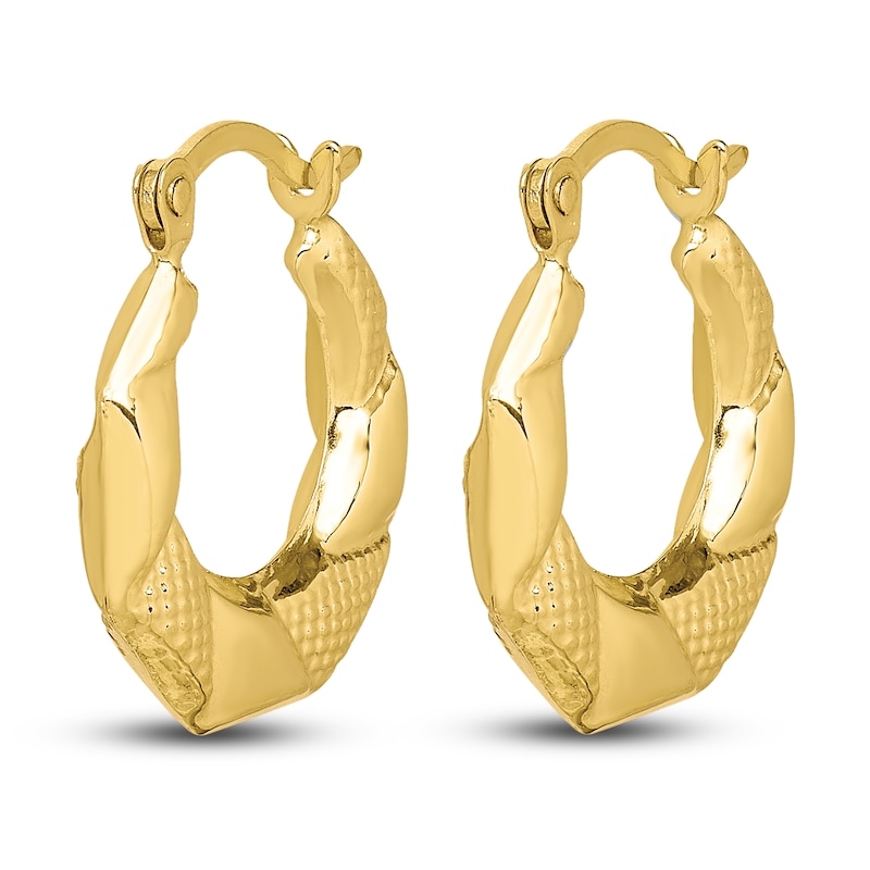 Scalloped Hoop Earrings 10K Yellow Gold