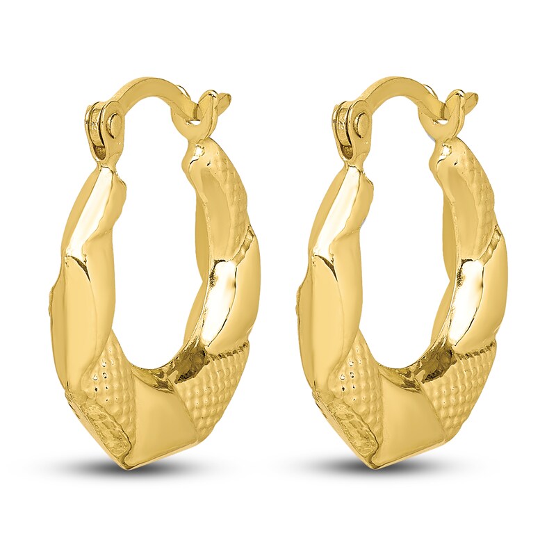 Main Image 1 of Scalloped Hoop Earrings 10K Yellow Gold