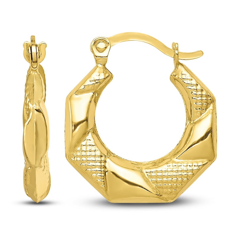 Main Image 2 of Scalloped Hoop Earrings 10K Yellow Gold