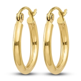 Tube Hoop Earrings 10K Yellow Gold 15.03mm