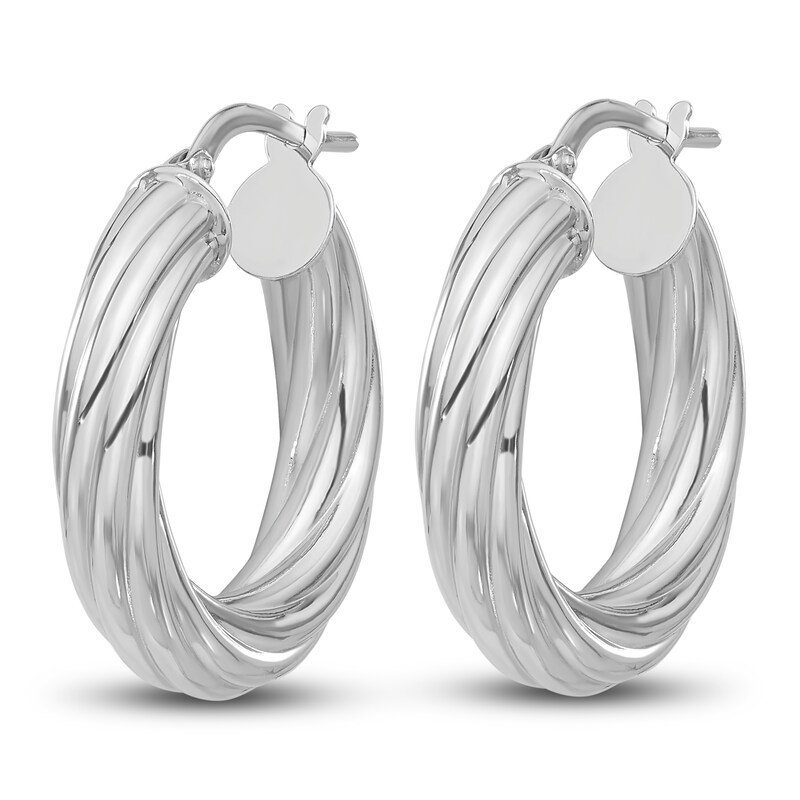Twisted Hoop Earrings 14K White Gold