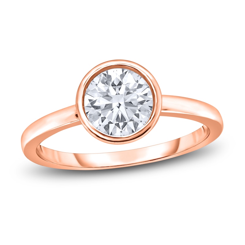 Main Image 1 of Diamond Solitaire Engagement Ring 3/4 ct tw Bezel-Set Round 14K Rose Gold (I2/I)