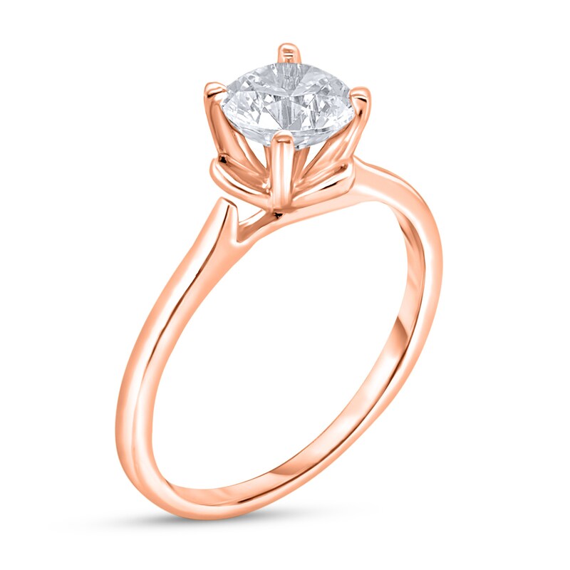 Main Image 2 of Diamond Solitaire Floral Engagement Ring 1 ct tw Round 14K Rose Gold (I2/I)