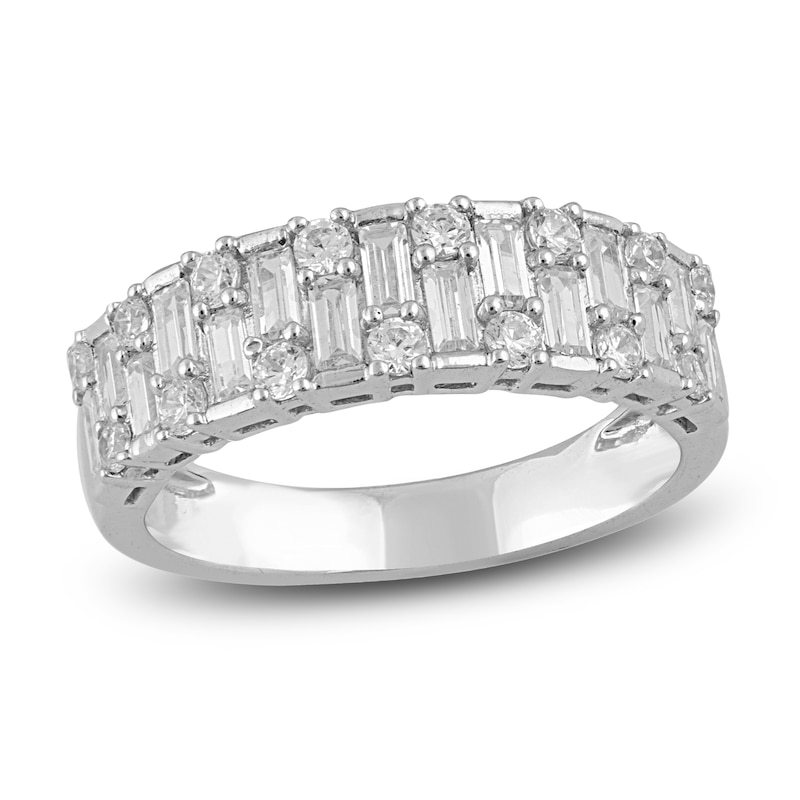 Main Image 1 of Diamond Anniversary Band 1 ct tw Round/Baguette 14K White Gold